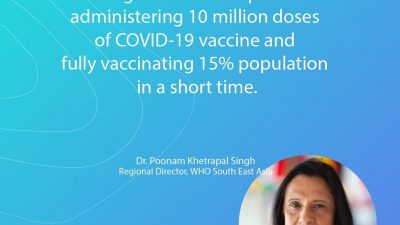 एक करोड डोज खोप लगाएकोमा नेपाललाई विश्व स्वास्थ्य संगठनको बधाई